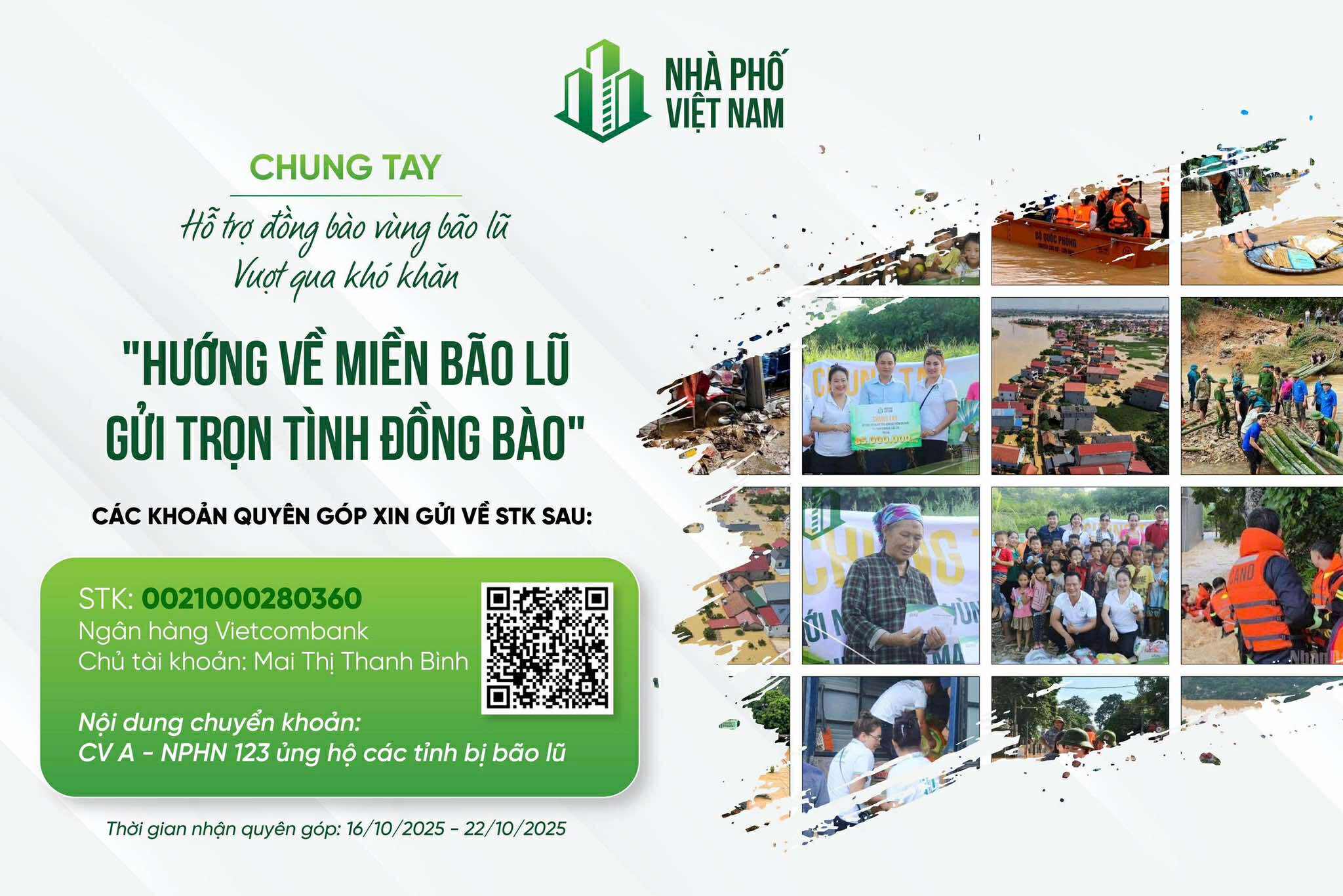 TẬP ĐOÀN NHÀ PHỐ VIỆT NAM HƯỚNG VỀ MIỀN BÃO LŨ GỬI TRỌN TÌNH ĐỒNG BÀO